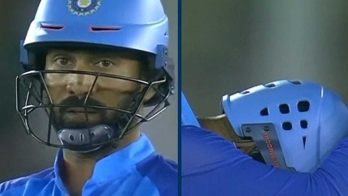 why dinesh karthik helmet is different than others 