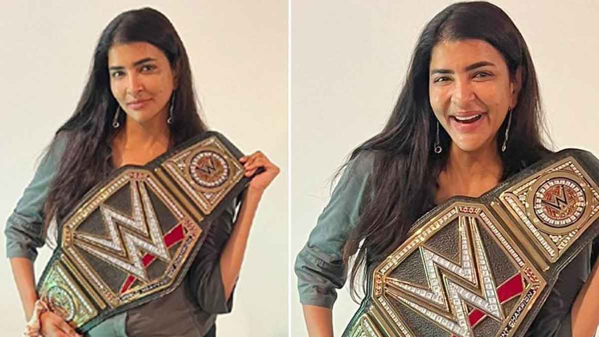 Manchu Lakshmi with wwe belt photo viral on social media 