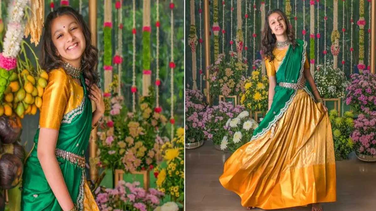 Sitara Ghattamaneni : లంగా ఓణీలో క్యూట్గా కనిపిస్తున్న సితార.. మురిసిపోతున్న ఫ్యాన్స్.. Sitara Ghattamaneni latest ugadi festival photos viral