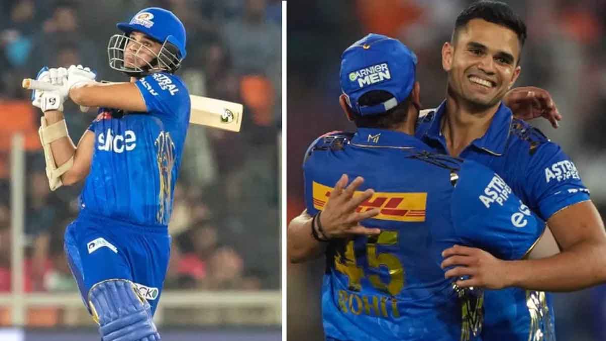 Arjun Tendulkar hits his first six in ipl video viral 