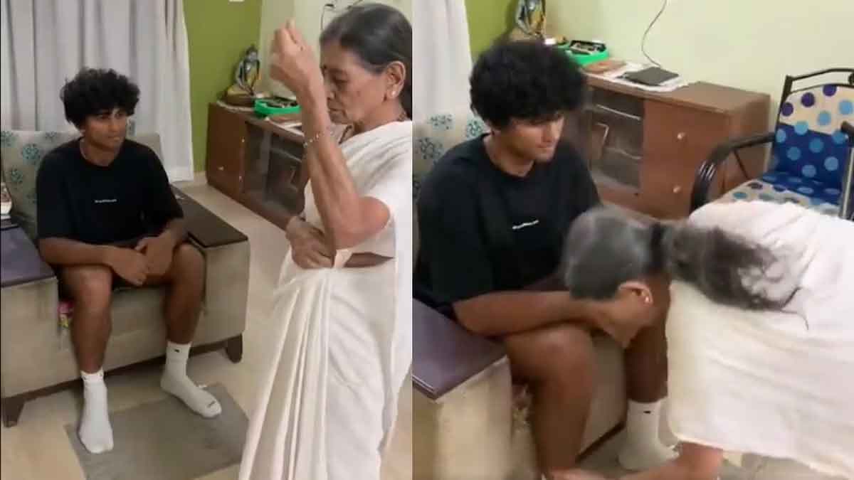 Rachin Ravindra : సెమీస్కి ముందు న్యూజిలాండ్ ఆటగాడికి దిష్టి తీసిన నానమ్మ.. వైరల్గా మారిన పిక్ Rachin Ravindra spent time with his grand mom